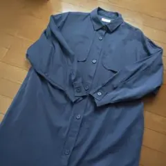 studio CLIP ネイビー シャツワンピース シャツコート