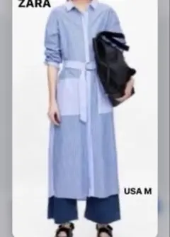 最終価格❣️ZARA ストライプ シャツワンピース USA M