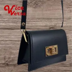 VICE VERSAバイスベルサ レザー2wayミニショルダーバッグ黒ギリシャ製