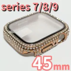 アップルウォッチケース 45mm ローズゴールド キラキラ 強化ガラス