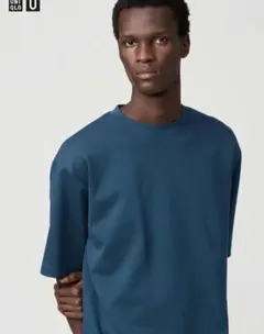 エアリズムコットンオーバーサイズTシャツ　UNIQLO 67BLUE XLサイズ