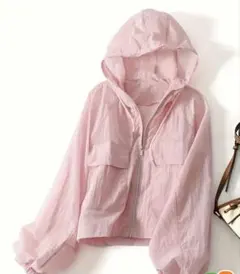 早めのご購入を‼️夏用　ピンク色 フロントジッパー パーカー