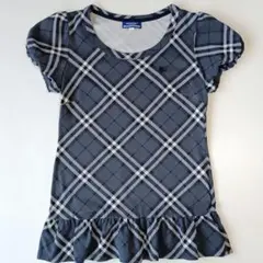 バーバリー　チェック柄　パフスリーブ　裾フリル　半袖カットソー　サイズ38