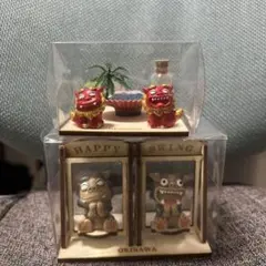 沖縄 沖縄お土産 シーサー ミニチュアブルー レッド 置物 2点セット 新品✨️