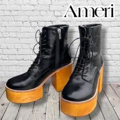 Ameri Vintage レースアップブーツ　レザー　ブラック　厚底のサムネイル