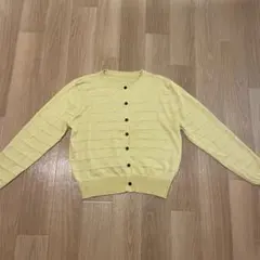 イエロー　ストライプ　薄手カーディガン