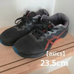 【asics】 スニーカー 23.5cm ブラック/オレンジ