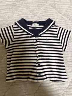 KUMIKYOKU セーラー襟 ストライプTシャツ
