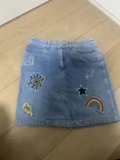 デニムタイトスカート刺繍付き