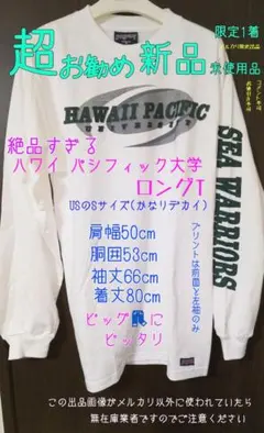 超希少 ハワイパシフィック大学 ロングT新品ビッグサイズ 限定1着 最初で最後Tのサムネイル