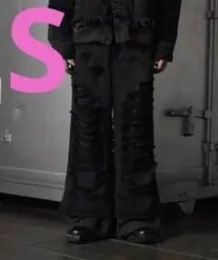 グランシースウェットドッキングデザインダメージバギーデニムパンツ