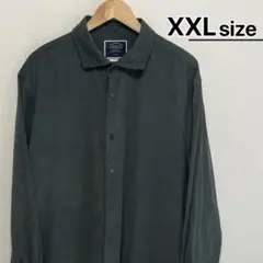 USA古着　長袖シャツ　XXL　グレー　無地　Charles Tyrwhitt