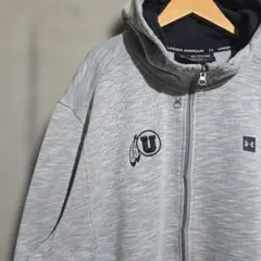 アンダーアーマー フルジップパーカー メンズ4XL グレー カレッジロゴ 訳ありのサムネイル