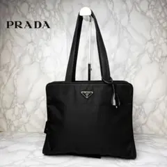 041 美品 PRADA 三室構造 トートバッグ ハンドバッグ 肩掛け 黒 u6