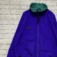 コロンビア　ナイロンジャケット中綿　ブルーL ロゴ刺繍アウトドア0225