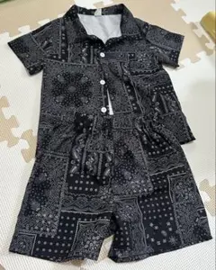 バンダナ柄黒シャツ・ブラウス 95cmまで