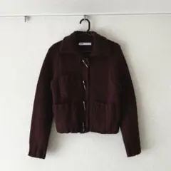ZARA ニットカーディガン S バーガンディ