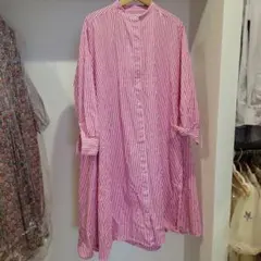 FREAK'S STORE ピンクストライプ長袖シャツワンピース サイズF