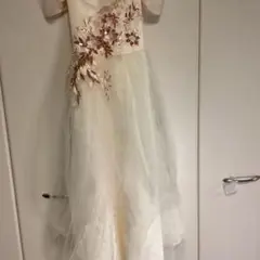 演奏会発表会、アイボリー刺繍オフショルダードレス160170