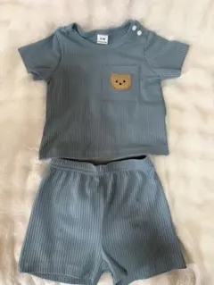 ベビー服 くまワッペン Tシャツ ショートパンツ セット 0-1M