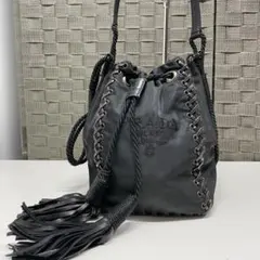 PRADA 巾着　ブラック ナイロン ショルダーバッグ