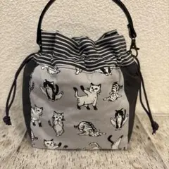 ショルダーにも変更可能★持ち手付き巾着ポーチ　ハンドメイド