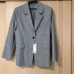 GU WOVENチェックテーラードジャケット L グレー