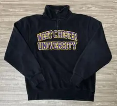 JANSPORT ハーフジップ スウェット カレッジロゴ ブラック メンズM