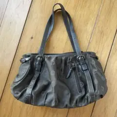 シャルルジョルダン　ブラウン ハンドバッグ ナイロン レザー ショルダー