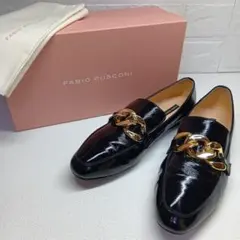美品✨ファビオルスコーニ チェーンローファー 38.5 25cm 箱・袋付 黒