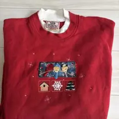 刺繍デザイン 赤 トレーナー