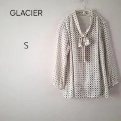 1281＊グラシア GLACIER ドット柄リボンブラウス S ハニーズ