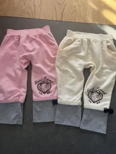 ピンク・ホワイト スウェットパンツ 95 ポケットあり