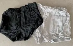 かぼちゃパンツ 2点セット ショートパンツ コットン素材 ブルー＆ブラック