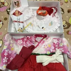 お宮参りセット　女の子用　袴ロンパースとヘアバンド付き