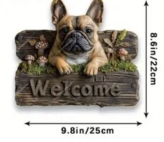 フレンチブルドッグ ウェルカムボード 木製 壁掛け