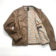 デラン　delan　シングルレザーライダースジャケット　羊革　ブラウン　50