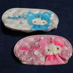 サンリオショップ景品！2008年　ハローキティ ポーチセット 白/青・ピンク/白