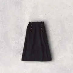 タイトスカート 金ボタン ロング丈 カシミヤ混合 オフィスカジュアル キュプラ