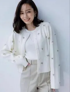 anuans ビジューニットジャケット ホワイト