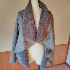 グレー フリース付きムートンコート