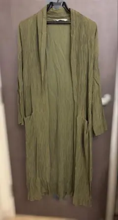 ZARA BASIC カーキ ロングカーディガン L 2WAY 羽織りのサムネイル