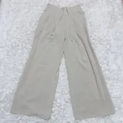 GU ワイド パンツ イージー ウエストゴム 裏地付 ベージュ M 美品 人気色