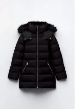 ZARA ダウンジャケット セミロング丈 フード付き XL