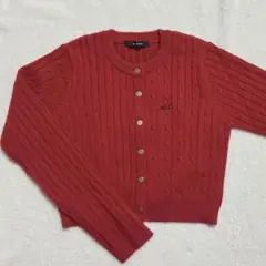 ダブルクローゼット　ケーブルニットカーディガン　赤