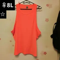 オレンジ ノースリーブ トップス 8L