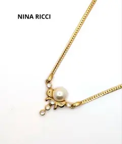 NINA RICCI ニナリッチ ラインストーン リボン ネックレス
