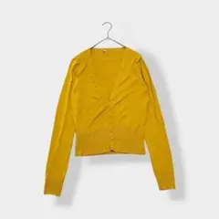 MANGO BASICS Ｖネック 薄手 カーディガン イエロー マスタード Mのサムネイル