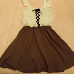 姫系♡ロリータ系 レースアップノースリーブミニワンピース