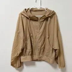 Wcloset ベージュ ジップアップ シアー パーカー アウター